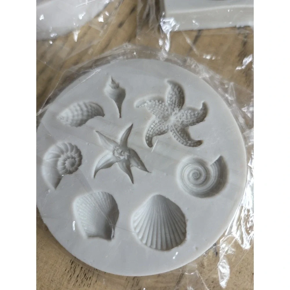 5 PCS Marine Theme Cake Fondant Silicone Mold Seashell Starfish Unicorn Rainbow